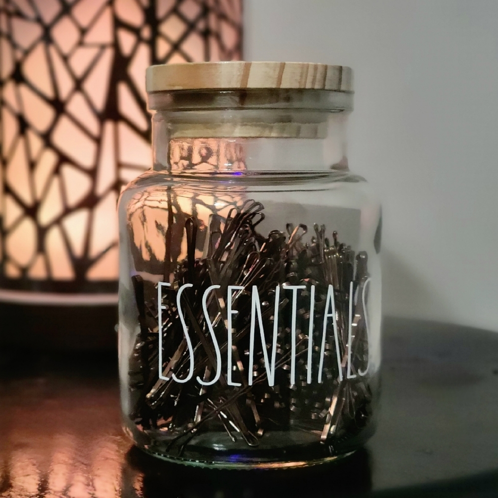 NEW RAE DUNN BOBBY PINS + GLASS JAR